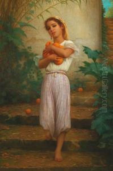 Jeune Fille Aux Oranges Oil Painting by Charles Zacharie Landelle