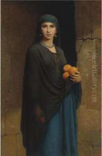 Woman With Oranges Oil Painting by Charles Zacharie Landelle