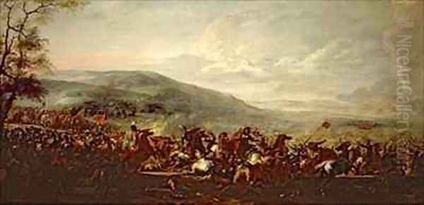 Battle between the Hungarians and Turkish Oil Painting by Jacques Courtois