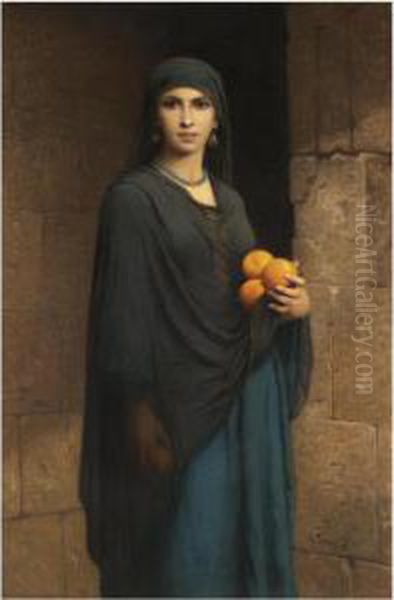 Woman With Oranges Oil Painting by Charles Zacharie Landelle