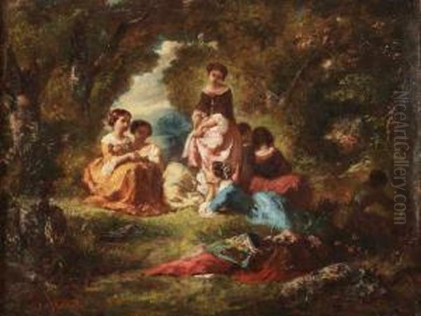 Farniente En Foret Oil Painting by Charles Zacharie Landelle