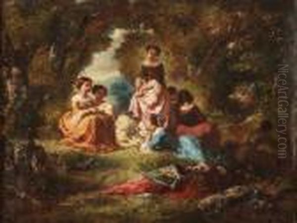 Farnienteen Foret Oil Painting by Charles Zacharie Landelle