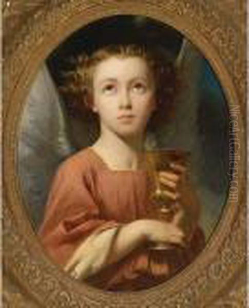 An Angel Holding A Chalice Oil Painting by Charles Zacharie Landelle