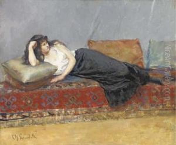 Signe 'ch. Landelle' (en Bas A Gauche) Oil Painting by Charles Zacharie Landelle