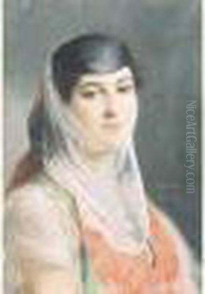 Portrait De Femme. Oil Painting by Charles Zacharie Landelle