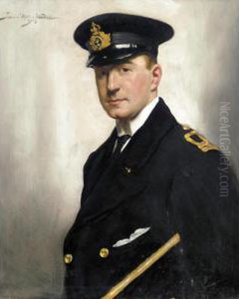 Portrait Of A Naval Officer Oil Painting by John St. Helier Lander