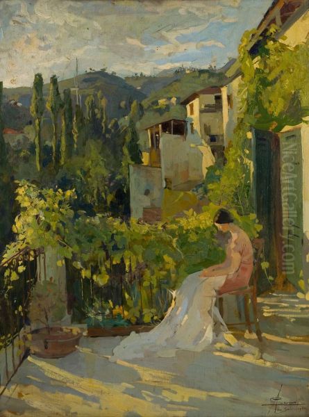 Sul Terrazzo Oil Painting by Angelo Landi