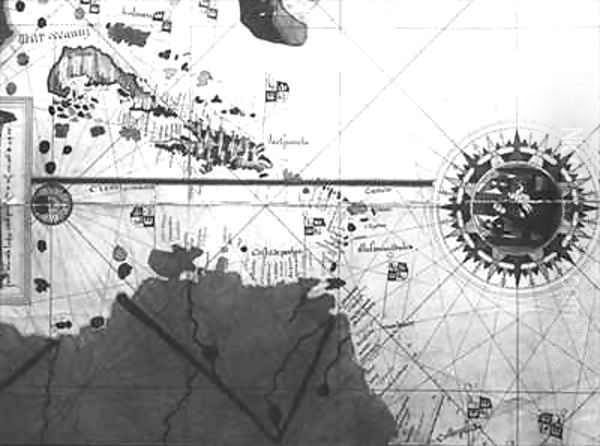 Map of countries first discovered by Christopher Columbus 1451-1506 Oil Painting by Juan de la Cosa