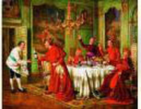 Le Joyeux Repas Des Cardinaux Oil Painting by Andrea Landini