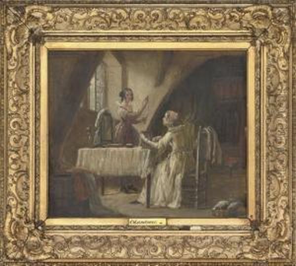 The Offering; And The Jewellery Box Oil Painting by Charles Landseer