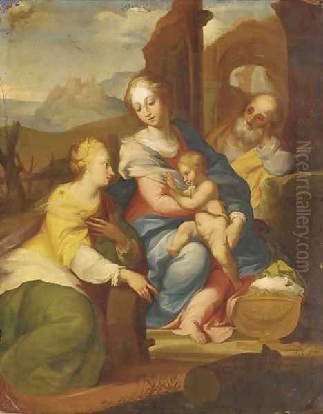 The Holy Family with Saint Catherine of Alexandria Oil Painting by Denys Calvaert