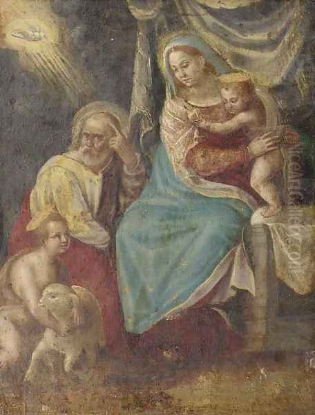 The Holy Family with the Infant Saint John the Baptist 2 Oil Painting by Denys Calvaert