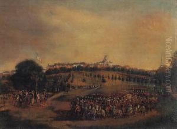 National Lancers With The Reviewing Officers On Boston Common Oil Painting by Fitz Hugh Lane