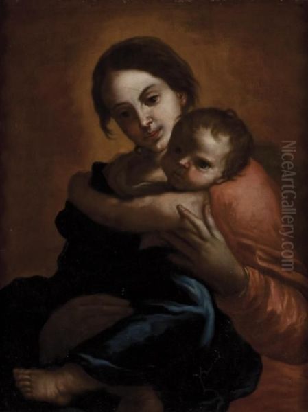 Madonna Con Bambino E San Giovannino Oil Painting by Giovanni Lanfranco