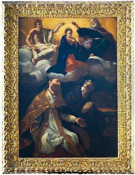 Incoronazione Della Vergine Tra Due Santicon Prestigiose Committenze Oil Painting by Giovanni Lanfranco