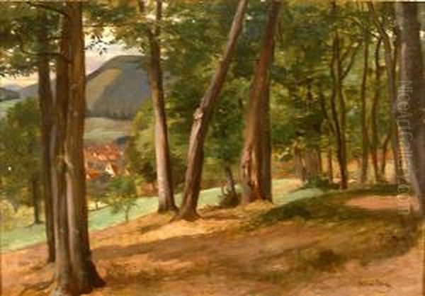 Waldrand Bei Neckargemund Oil Painting by Albert Lang