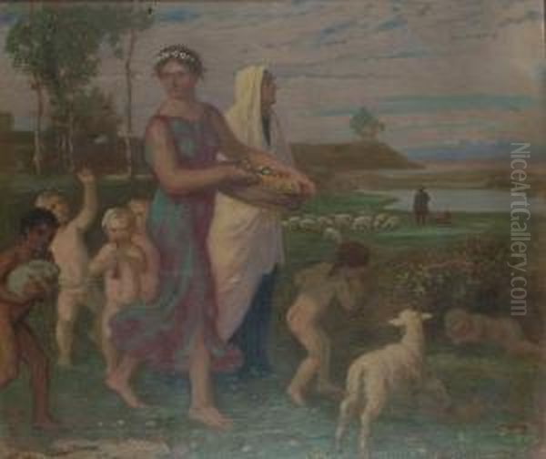 Flora With Attendants. Oil Painting by Albert Lang