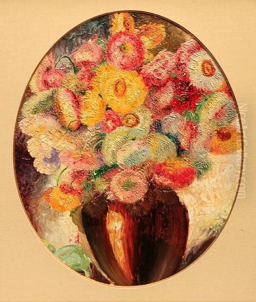 Still Life With Flowers In A Vase Oil Painting by Maurice Langaskens