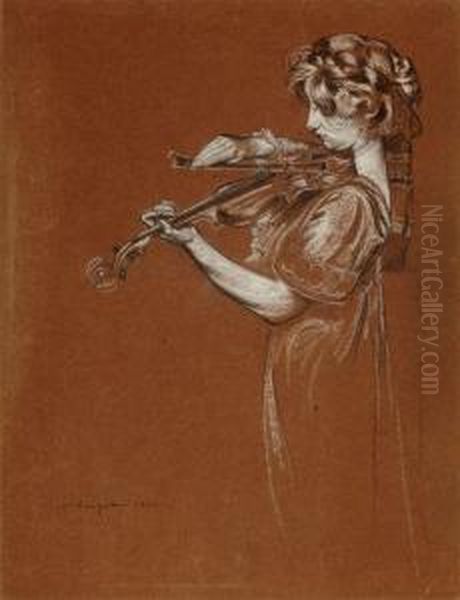 The Violinist Oil Painting by Maurice Langaskens