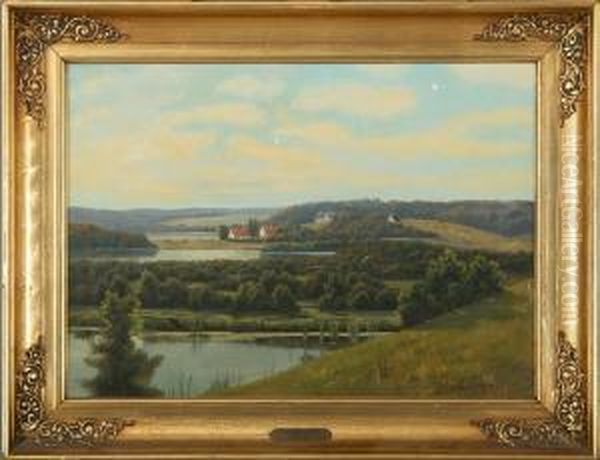 Landscape With A Lake Oil Painting by Frederik Lange