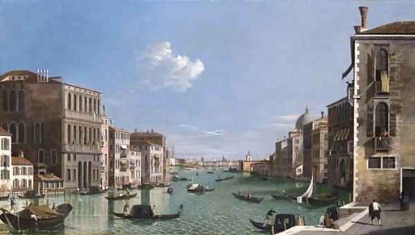 The Grand Canal looking East from the Campo di San Vio with gondolas and a view of Doge's Palace beyond Oil Painting by (Giovanni Antonio Canal) Canaletto