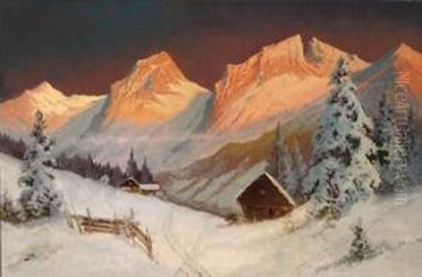 Early Morning At Fern Pass Oil Painting by Julius Lange