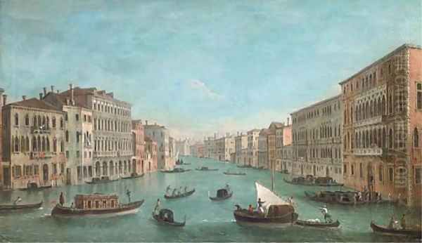 The Grand Canal looking South from the Palazzo Foscari and the Palazzo Moro-Lin to Santa Maria della Carita Oil Painting by (Giovanni Antonio Canal) Canaletto