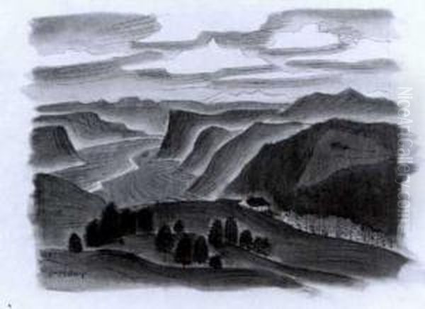 Vigiljoch (#) Bohmische Landschaft Oil Painting by Otto Lange