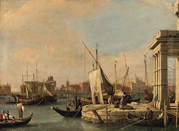 The Quay of the Dogana and the Giudecca Canal, Venice, the Churches of San Giovanni Battista and the Zitelle beyond Oil Painting by (Giovanni Antonio Canal) Canaletto