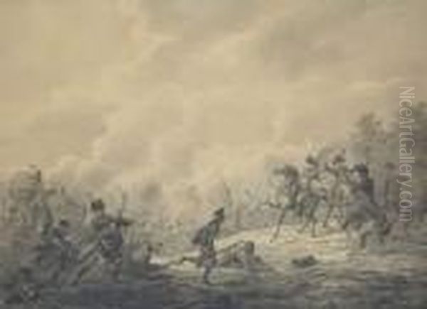 La Capture D'un Etat-major Oil Painting by Dirck Langendijk