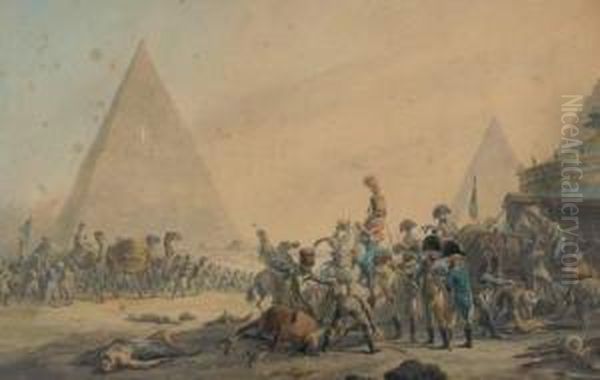 La Bataille Des Pyramides Oil Painting by Dirck Langendijk