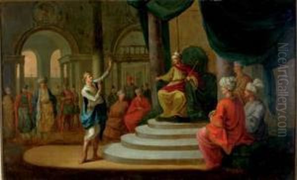 Presiding Over The Court Oil Painting by Dirck Langendijk