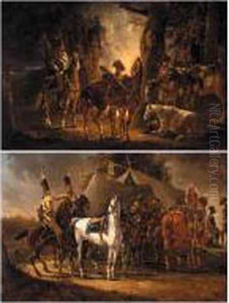 Military Encampments With Cavalry Oil Painting by Dirck Langendijk