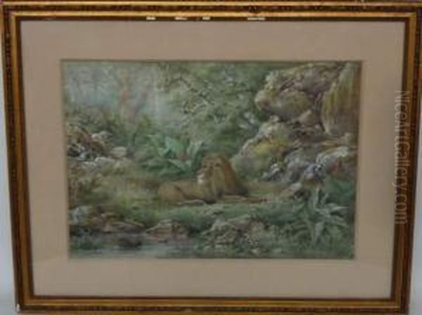 Le Vieux Lion Oil Painting by Henri Langerock