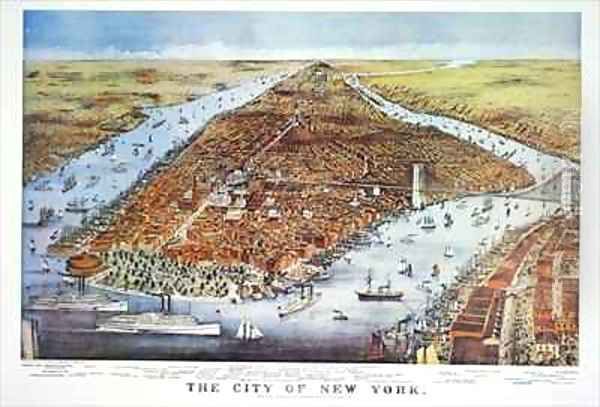 City of New York Oil Painting by Currier, N. & Ives, J.M.