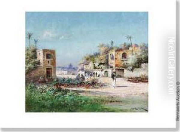 Marche Auxfleurs Au Caire Oil Painting by Henri Langerock