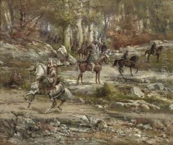 The Boer Commando In The Transvaal, South Africa Oil Painting by Henri Langerock