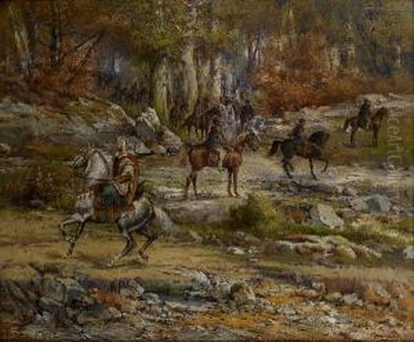 The Boer Commando Before The Dawn Attack In The Transvaal Oil Painting by Henri Langerock