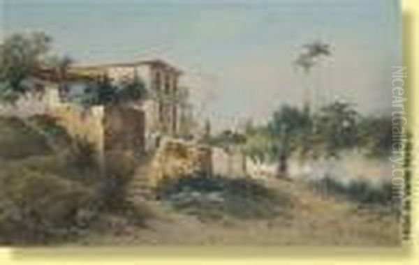 Villa Sur La Cote Mediterraneenne Oil Painting by Henri Langerock