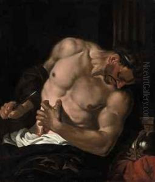 The Suicide Of Cato Oil Painting by Giovanni Battista Langetti