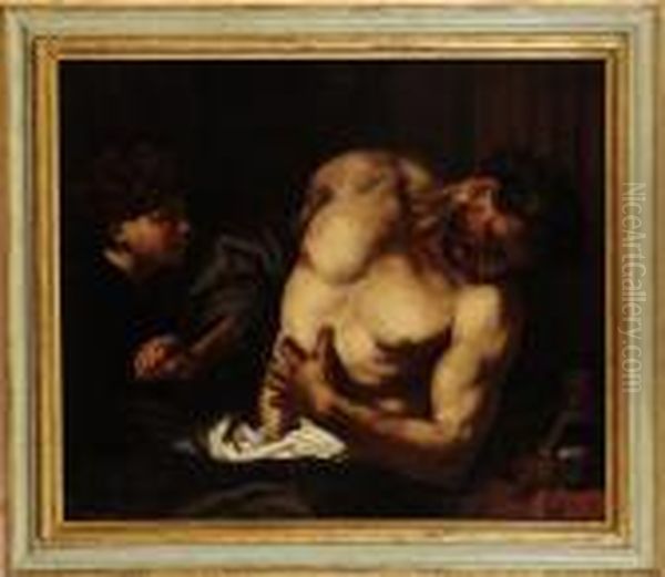 Suicidio Di Catone Oil Painting by Giovanni Battista Langetti