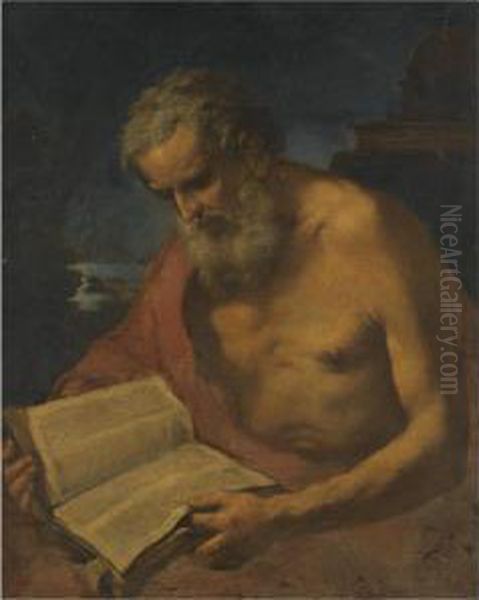 A Hermit Saint Reading In A Landscape, Possibly Saint Jerome Oil Painting by Giovanni Battista Langetti