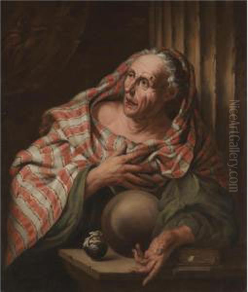 An Elderly Fortune-teller Oil Painting by Giovanni Battista Langetti