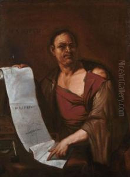 Idealbildnis Des Griechischen Mathematikers Archimedes Oil Painting by Giovanni Battista Langetti