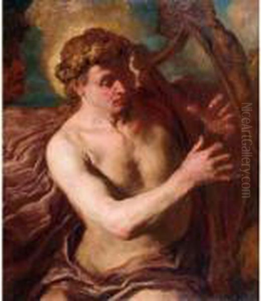 Apollon Jouant De La Harpe. Oil Painting by Giovanni Battista Langetti