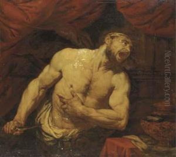 The Death Of Cato Oil Painting by Giovanni Battista Langetti