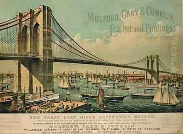 Poster advertising Mulford Cary and Conklin Leather and Findings Oil Painting by Currier, N. & Ives, J.M.