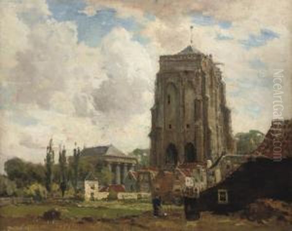 The Sint Lievensmonstertoren Of Zierikzee Oil Painting by Frans Langeveld