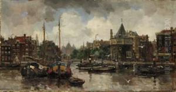 In The Harbour Oil Painting by Frans Langeveld