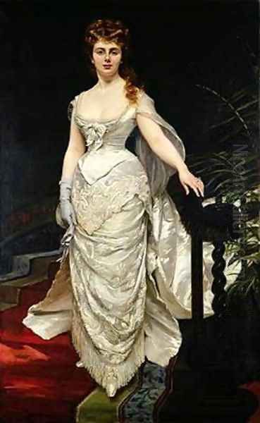 Portrait of Mademoiselle X Oil Painting by Charles Emile Auguste Carolus-Duran